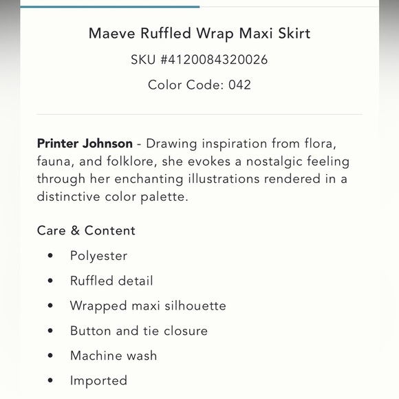 NWT new Anthropologie Maeve ruffled wrap skirt dark blue floral small maxi - Picture 4 of 17